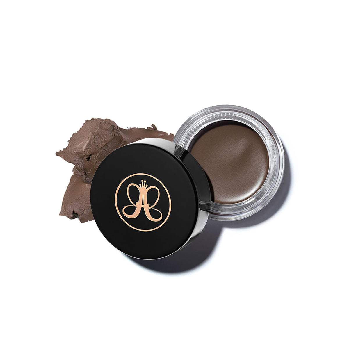 Anastasia Beverly Hills jar front showing medium brown shade and clear label for easy identification