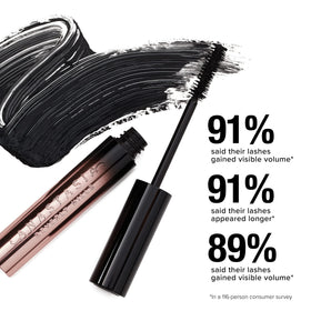 Anastasia Beverly Hills swatch on skin showing deep jet-black pigment and high coverage