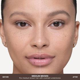 Anastasia Beverly Hills before and after brows demonstrating fuller natural definition