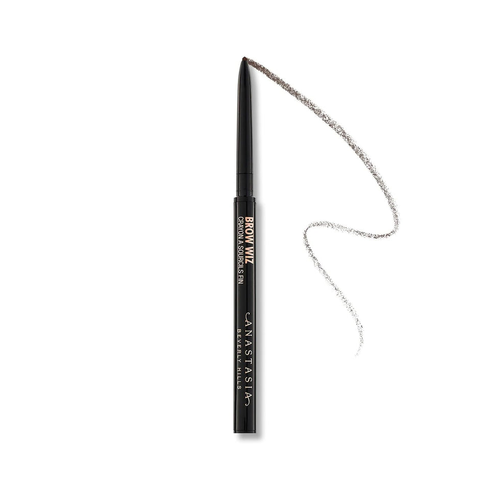 Anastasia Beverly Hills mini brow wiz front packaging showing compact pencil benefit