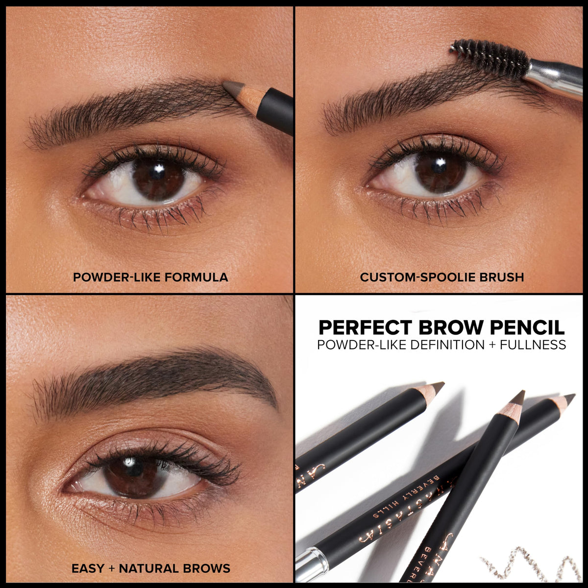 Anastasia Beverly Hills pencil held in hand illustrating size and convenient travel-friendly design