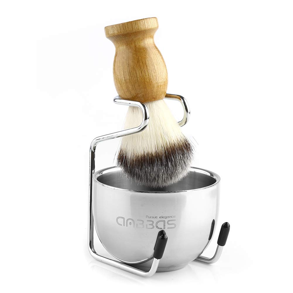 Anbbas wood handle brush front view showing grip and polished finish
