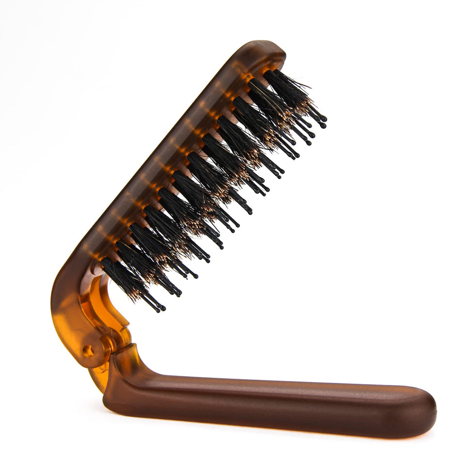 Ancable front folded amber brush compact for travel