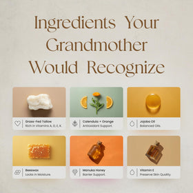 Ancestral Haven honey jar with spoon highlighting honey infusion and added moisturization