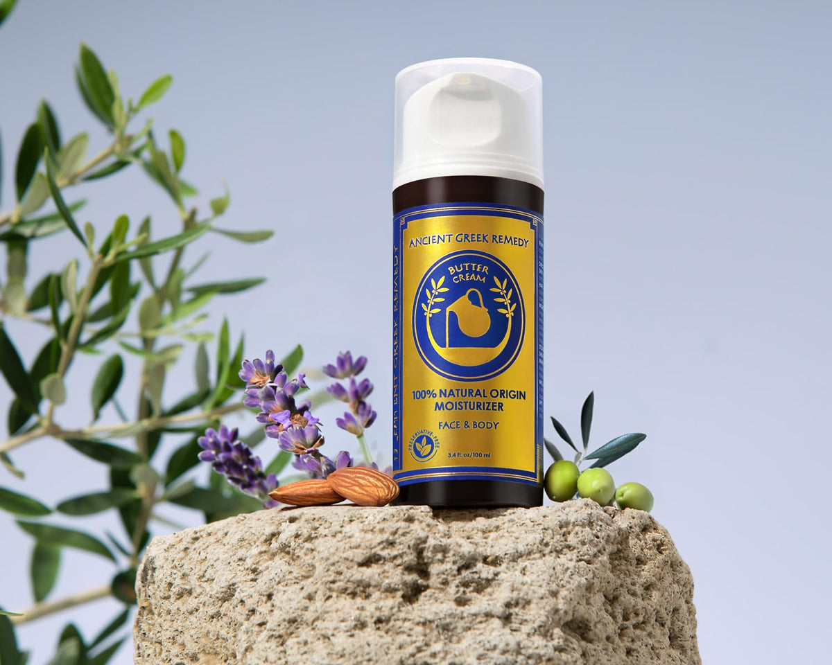 Ancient Greek Remedy application on hand demonstrating non-greasy finish