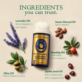 Ancient Greek Remedy ingredient oils with almond jojoba rosehip for nourishment