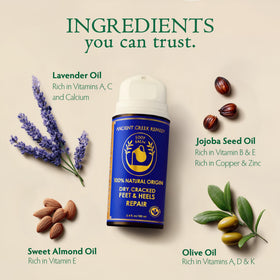 Ancient Greek Remedy label detail with ingredient list, clarifies organic formulation