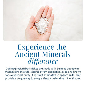 Ancient Minerals bath tub with flakes dissolving for relaxing soak benefit