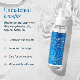 Ancient Minerals clear liquid texture demonstrating fast-absorbing water-based formula