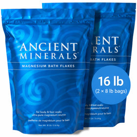 Ancient Minerals front packaging showing 16 lb bag and product clarity benefit