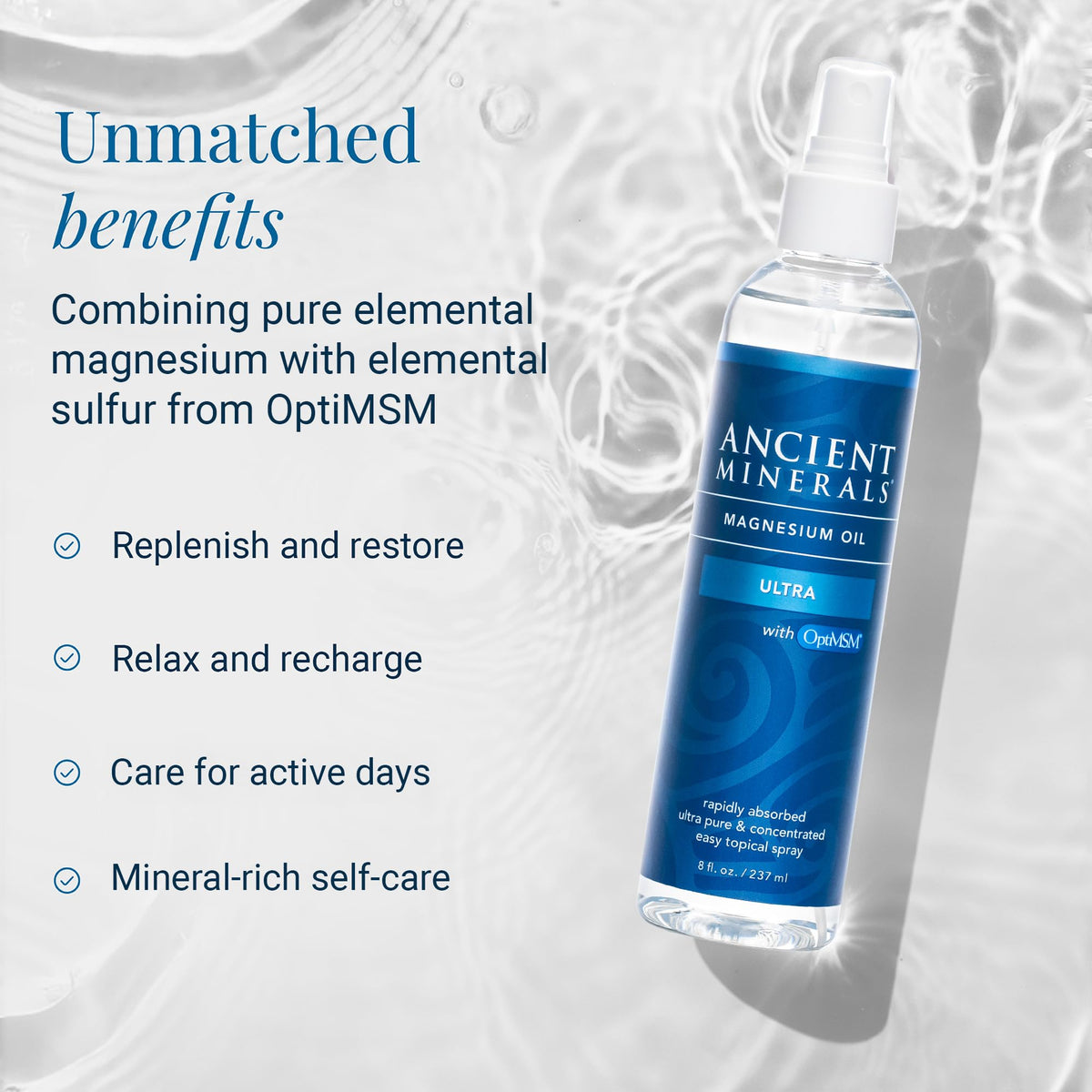 Ancient Minerals texture droplet on skin highlighting quick absorption