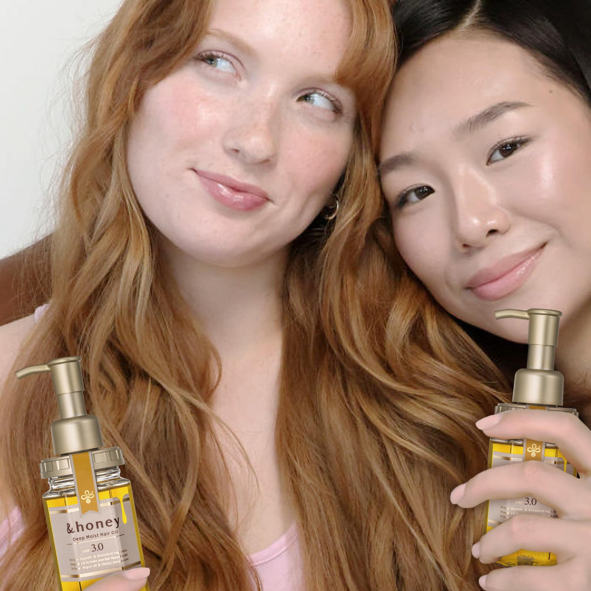 &honey applying oil to damp hair for frizz control and long-lasting moisture