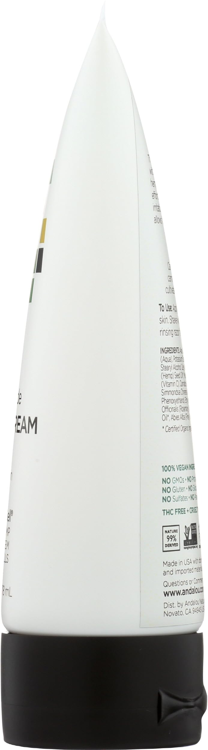Andalou Naturals ingredients label highlighting natural botanicals