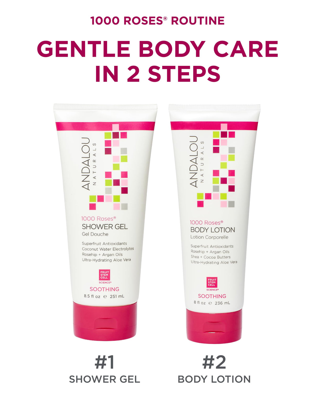 Andalou Naturals close-up of rosehip and argan ingredients highlighting natural nourishment