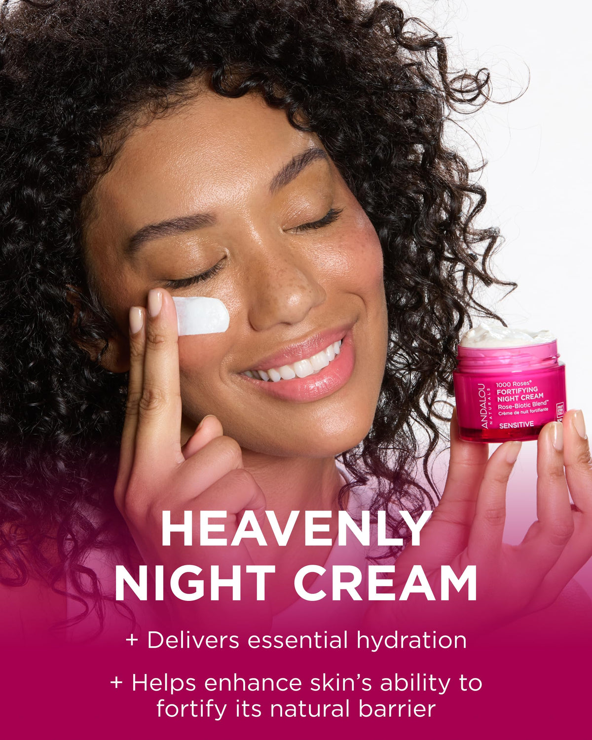 Andalou Naturals cream texture close-up revealing rich smoothing texture for deep hydration