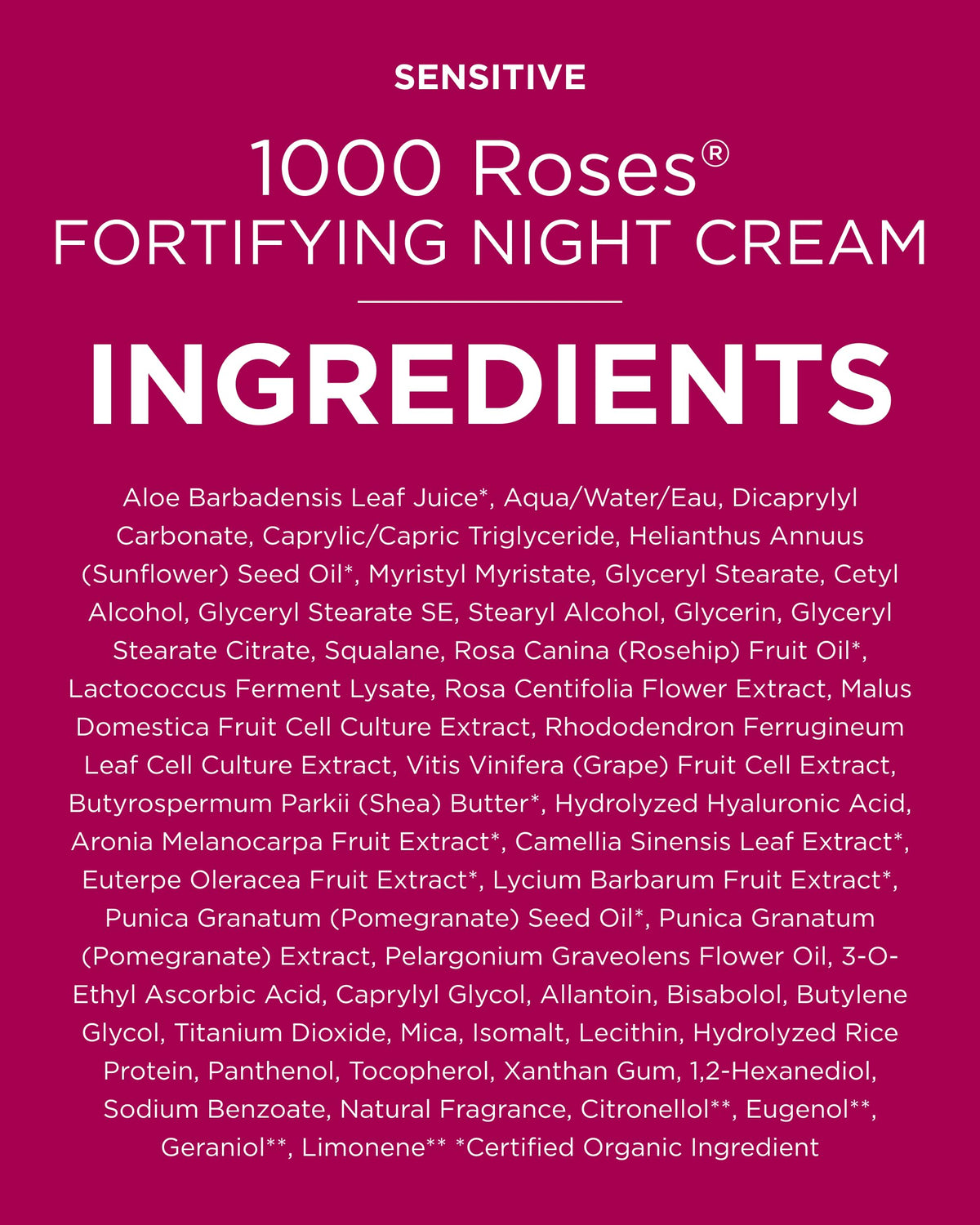 Andalou Naturals back label showing ingredient list and clean skincare certifications