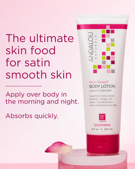 Andalou Naturals being applied to arm to demonstrate quick absorption and softness