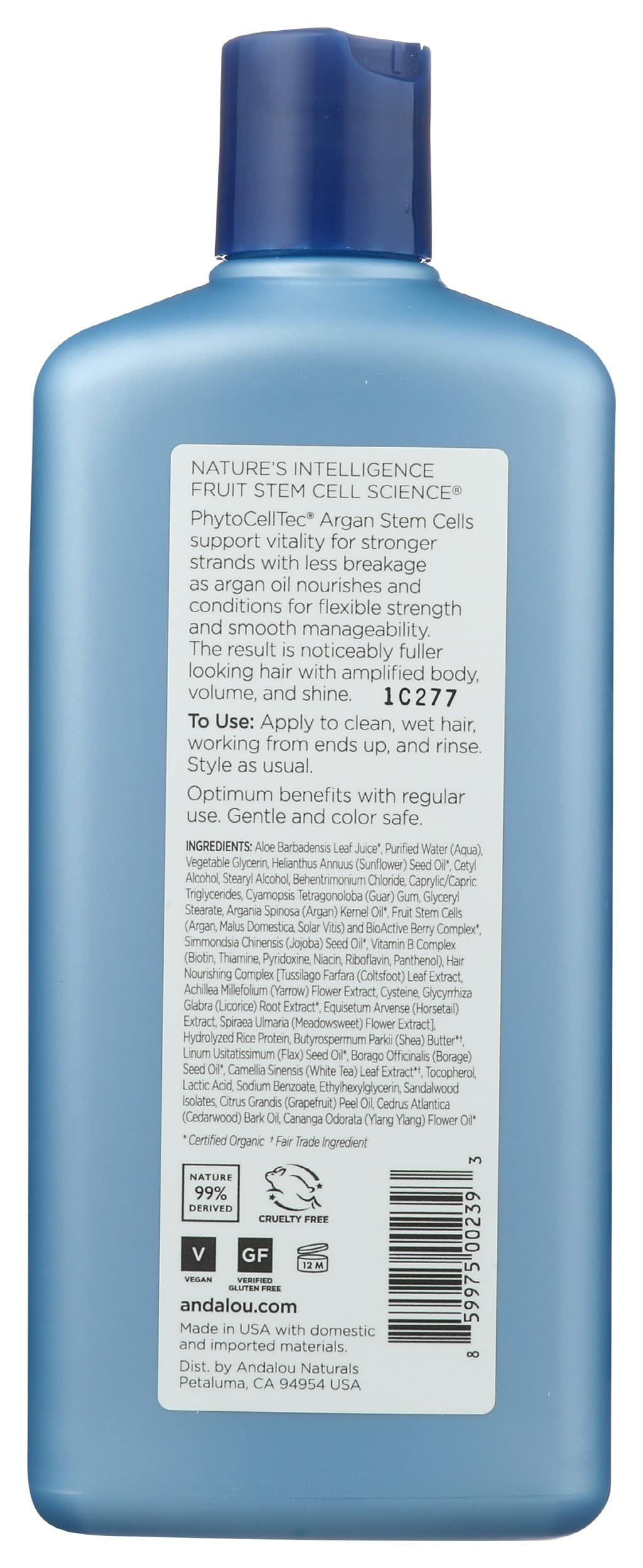 Andalou Naturals creamy conditioner texture dispensing from bottle for smooth application