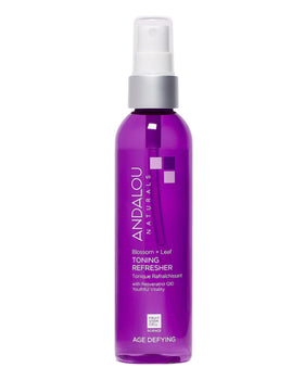 Andalou Naturals front packaging showing blossom + leaf toner benefits