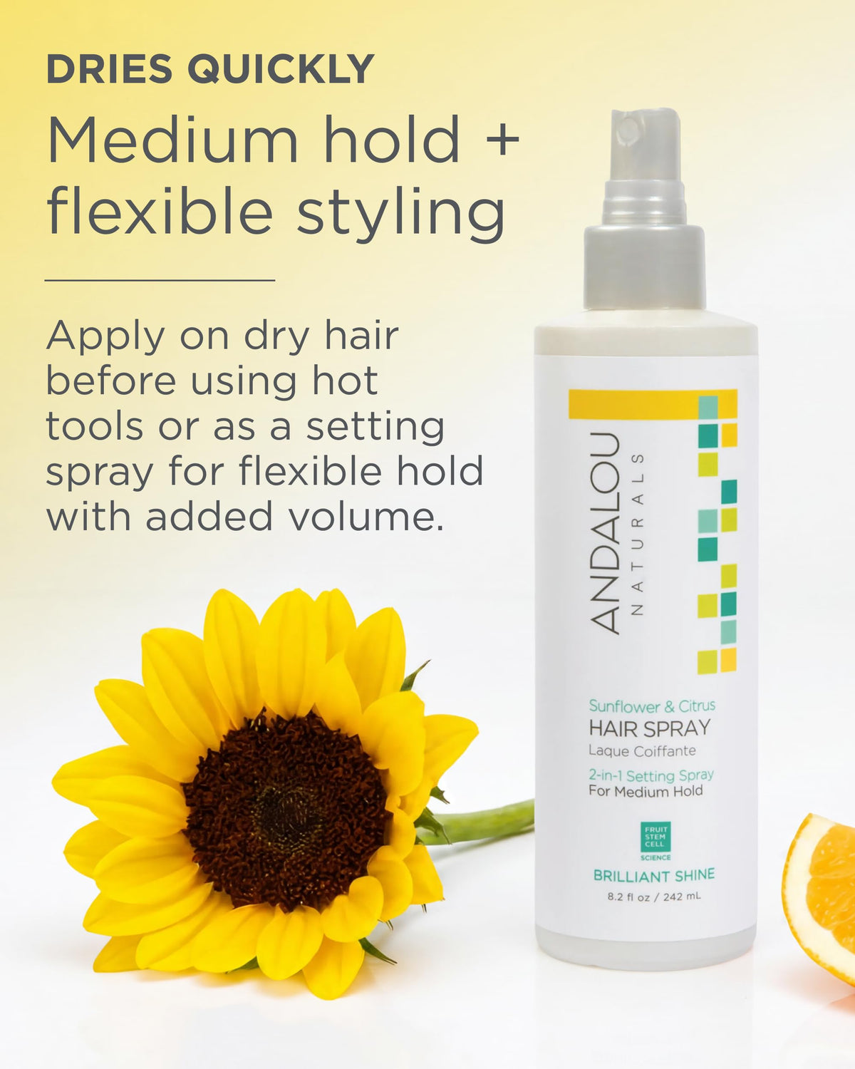 Andalou Naturals hair before and after shine showing improved gloss