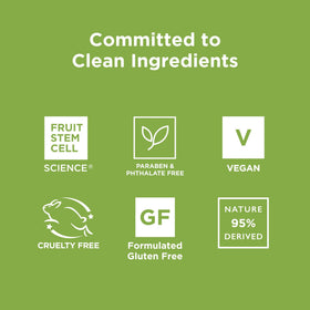 Label detail of Andalou Naturals listing clean ingredients and vegan benefit
