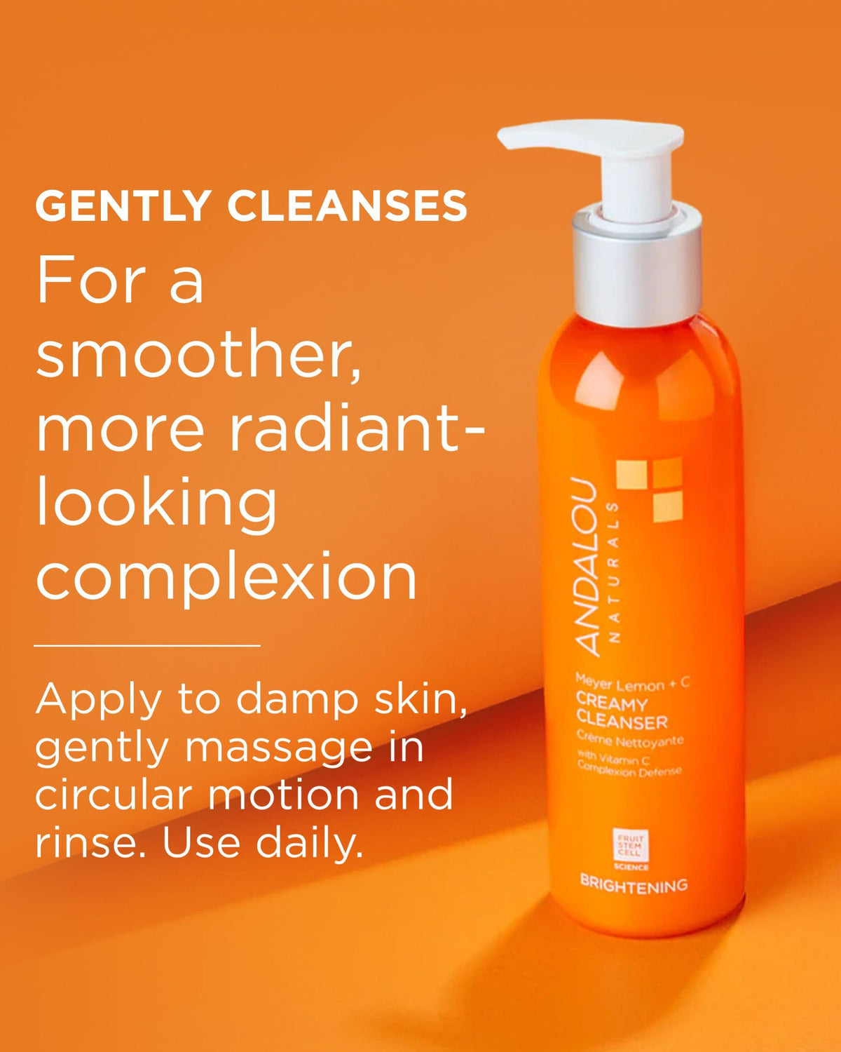 Andalou Naturals gentle foam on hand demonstrating mild cleansing