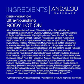 Andalou Naturals bottle on bathroom shelf in lifestyle scene for daily use benefit