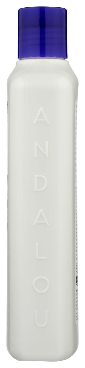 Andalou Naturals on bathroom shelf styled to suggest everyday routine