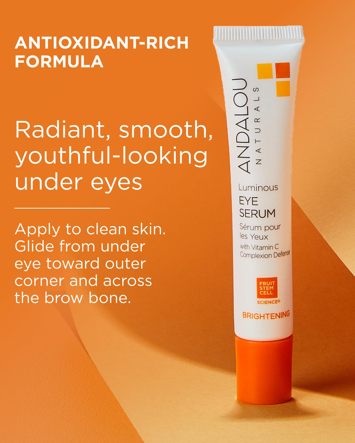 Andalou Naturals applying serum under eye to reduce puffiness appearance