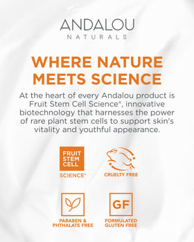 Andalou Naturals lifestyle bathroom setup showing routine-ready convenience