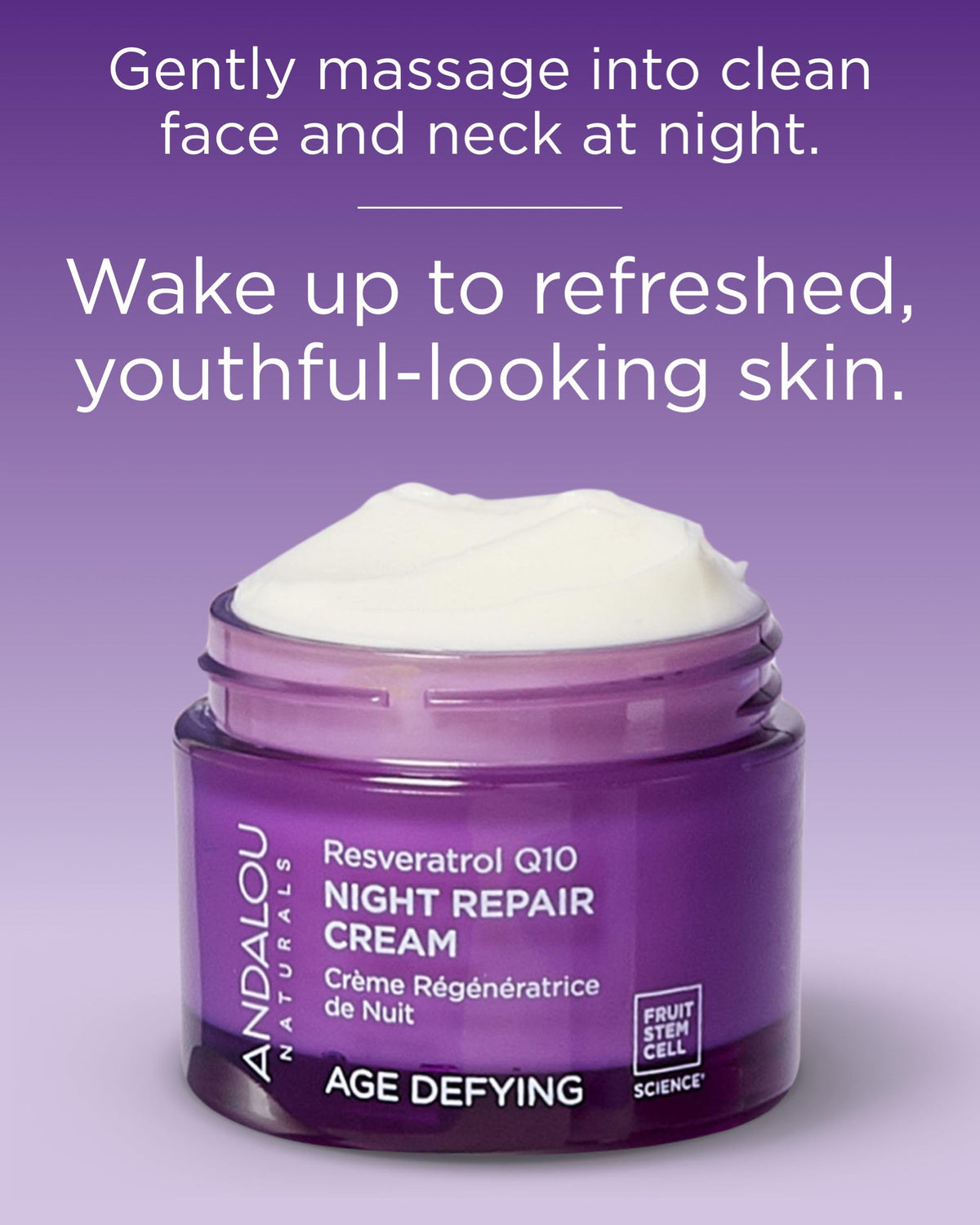Andalou Naturals jar held in hand showing 1.7 ounce size and travel-friendly benefit