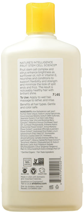 Close-up of shampoo texture emphasizing Andalou Naturals nourishing, lightweight cream