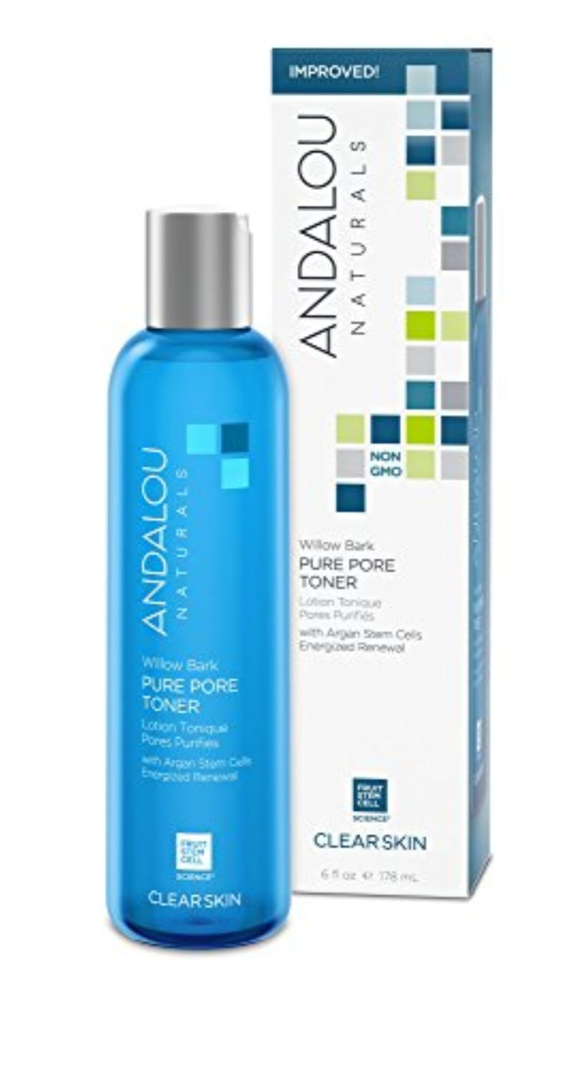 Andalou Naturals front bottle image showing toner packaging and clear labeling, ideal for routine clarity