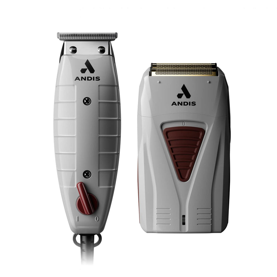 Andis 17270 front view showing both trimmer and shaver, professional finishing kit