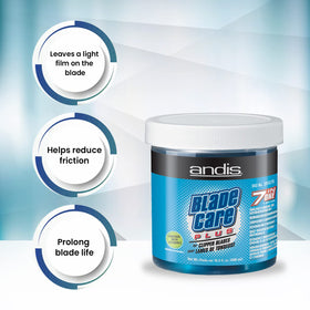 Andis blade submerged in jar demonstrating quick 10-second cleaning