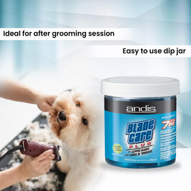 Andis jar on grooming station illustrating time-saving workflow benefit
