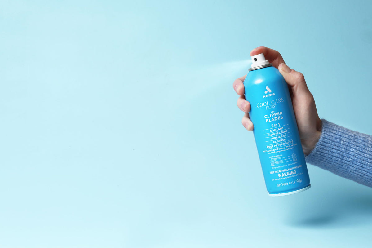Andis can on a grooming station demonstrating salon-ready maintenance