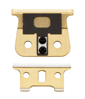 Andis gold GTX-EXO blade in barber workstation illustrating smooth cutting performance