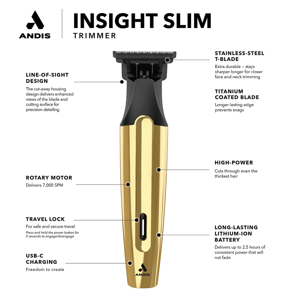 Andis Insight trimming a neckline illustrating precise outlining and clean edges