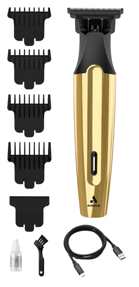 Andis Insight kit laid out showing trimmer, combs, brush, oil, guard, and USB-C cable
