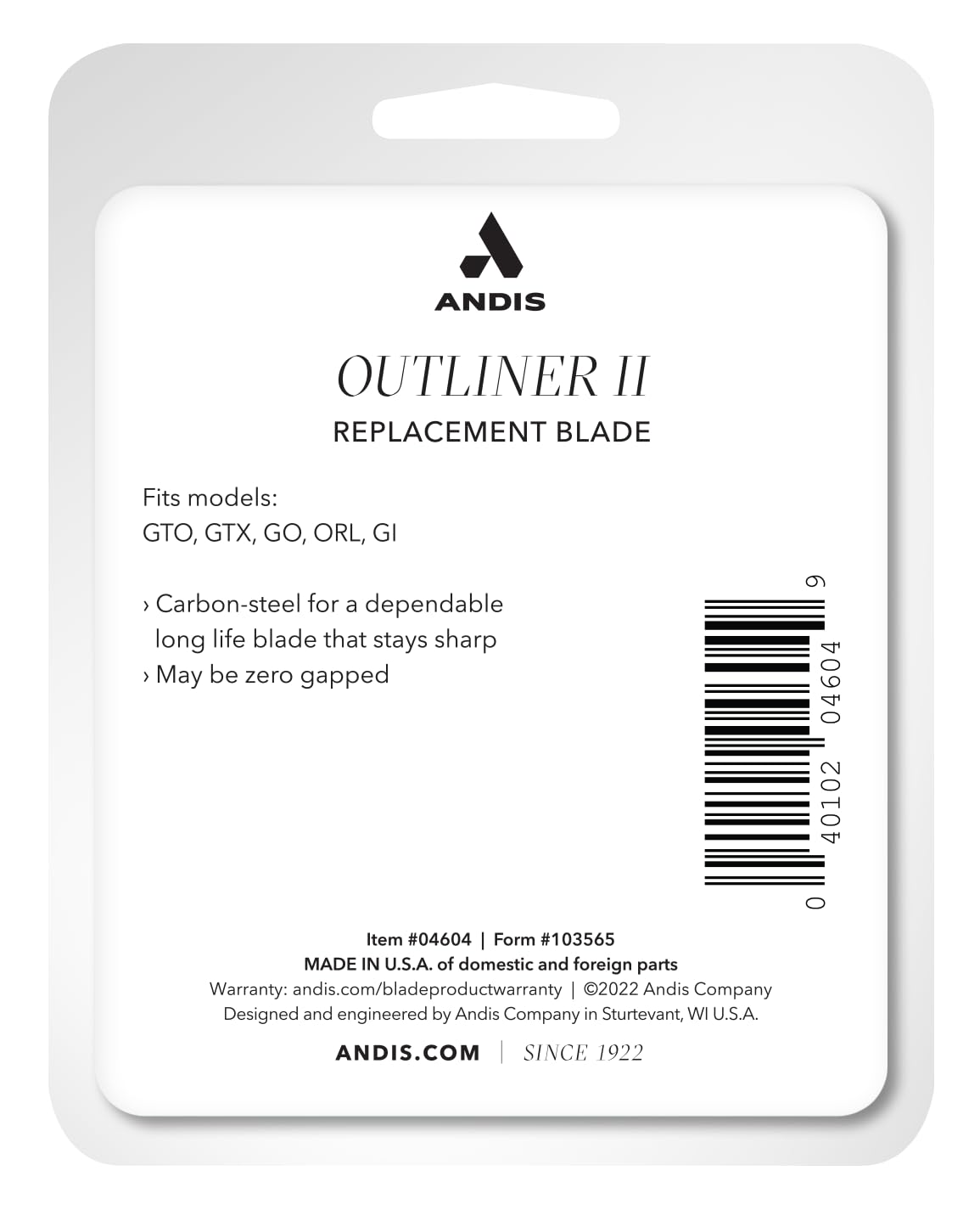 Andis Outliner packaging and label displaying model fit and product information