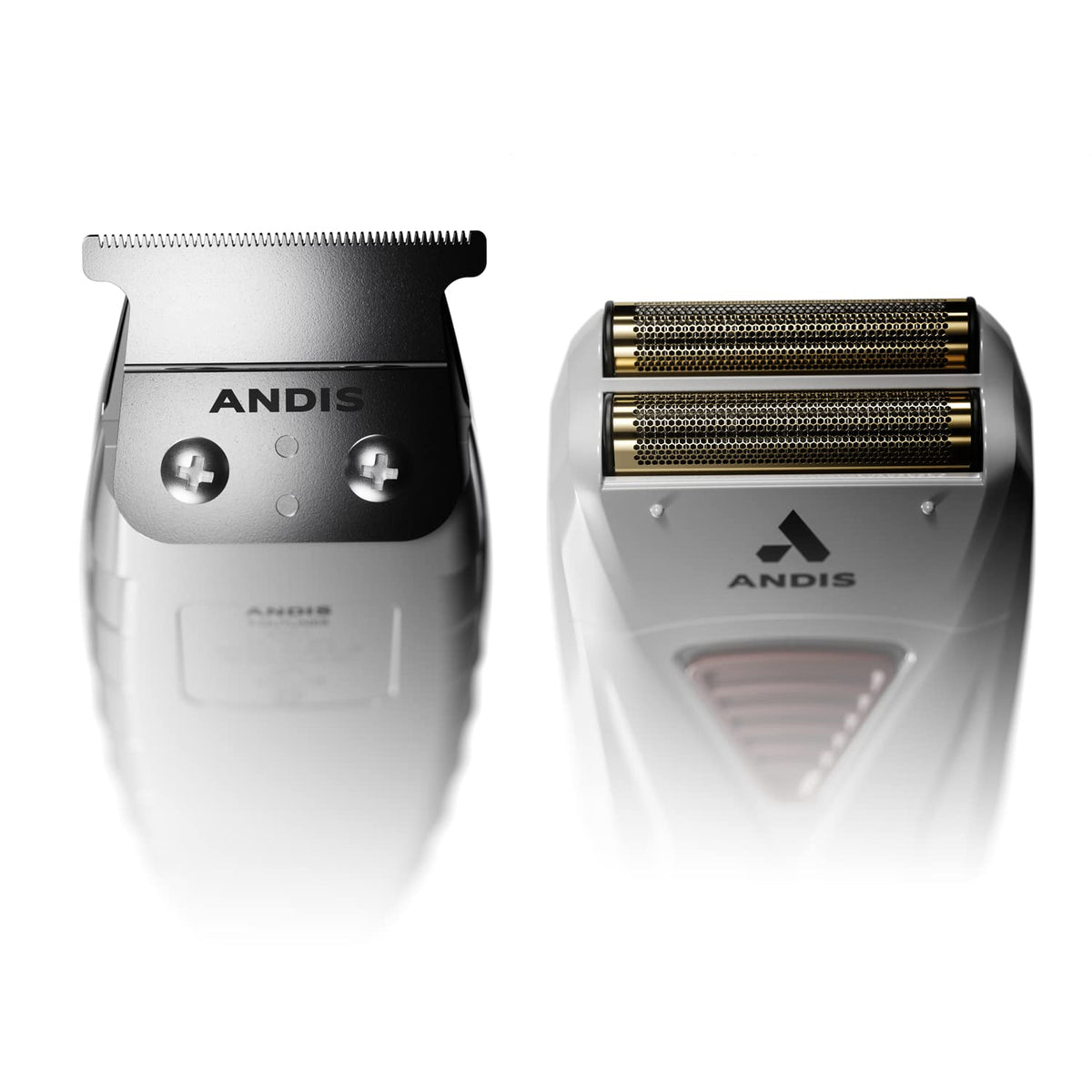 Andis Pro Foil shaver top view showing titanium foils for smooth, low-irritation shave