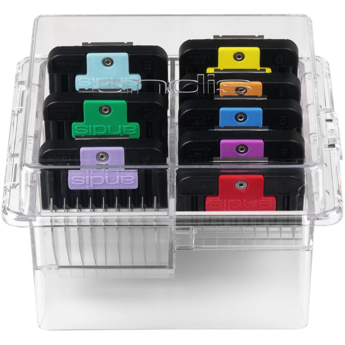 andis transparent storage case protecting combs and keeping lengths organized