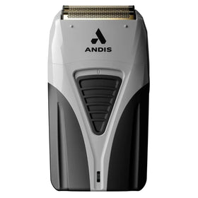 Andis TS-2 front view showing gold titanium foils and sleek finish for precise shaves