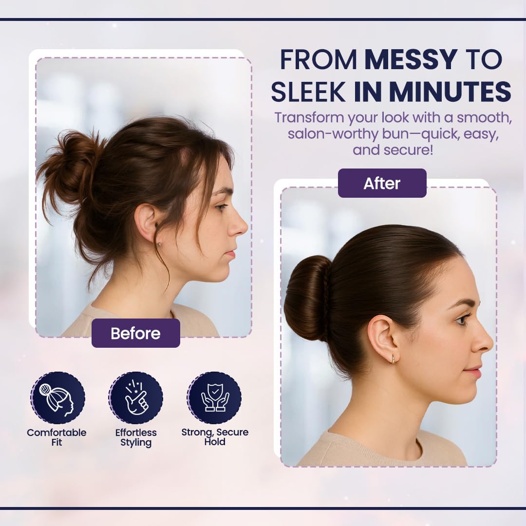 Andlane bun maker in use creating a high bun for quick polished styling