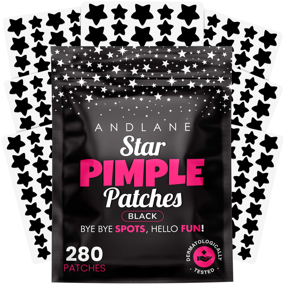 Andlane black star pimple patches front view showing pack and quantity benefit: stylish treatment