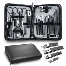 Andrea front-open kit showing organized tools and elegant black case for travel convenience