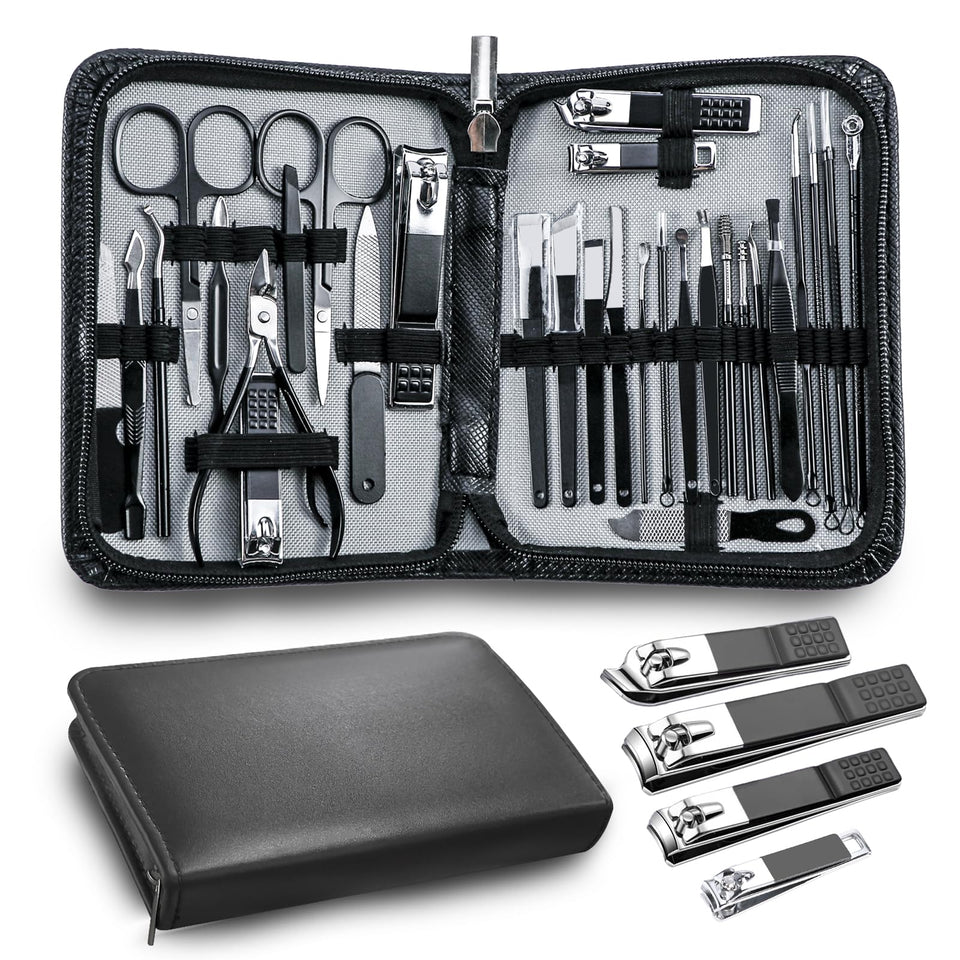Andrea front-open kit showing organized tools and elegant black case for travel convenience