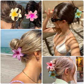 ANEESAA six flower clips laid out to show color variety and outfit matching