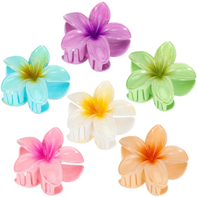 ANEESAA front view of six colorful flower claw clips showing design and colors